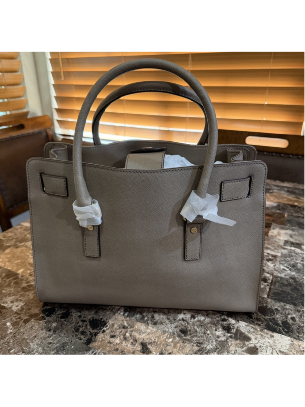 Michael Michael Kors Hamilton Large Satchel Dark Dune Leather Tote Crossbody - Picture 2 of 16